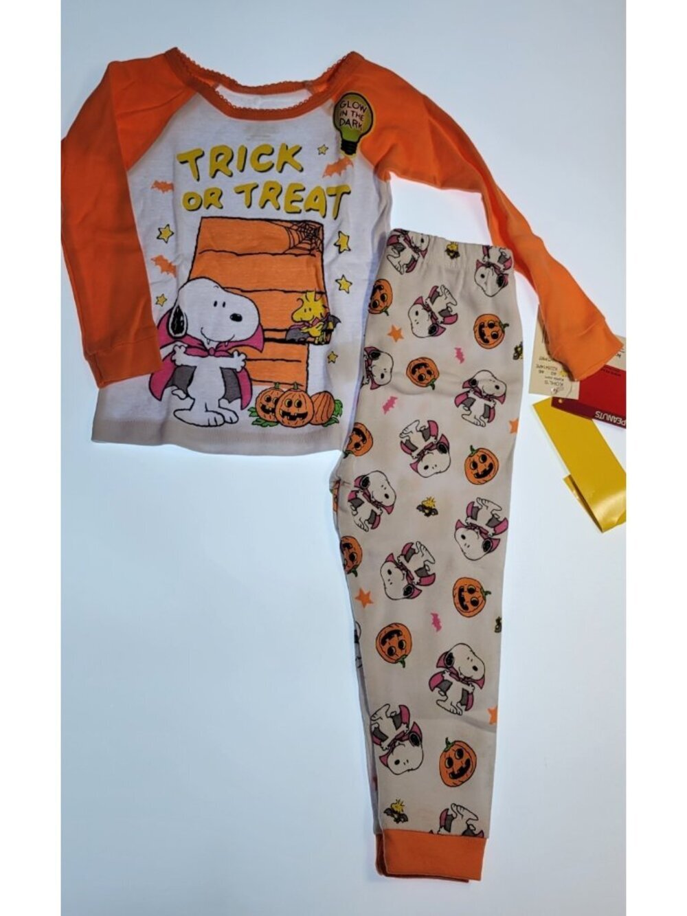 Peanuts Snoopy Halloween Glow Pajamas 2-Pc Knit Pajama Set Toddler Girl Size 2T